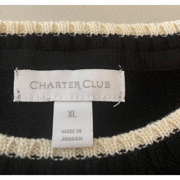 Charter Club Black Sweater Dog Design Button Shoulder Detail XL - Picture 3 of 10